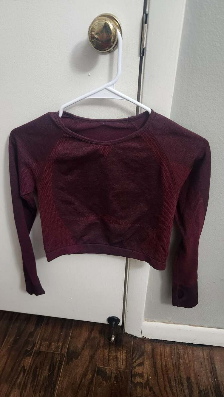 Seamless Long Sleeve Crop Workout Top with Thumbholes
